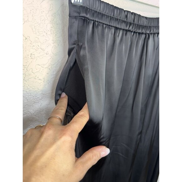 Caroline Constas Black Satin Wide Leg Pants Small (READ) Rise Pockets 1B - Picture 11 of 16